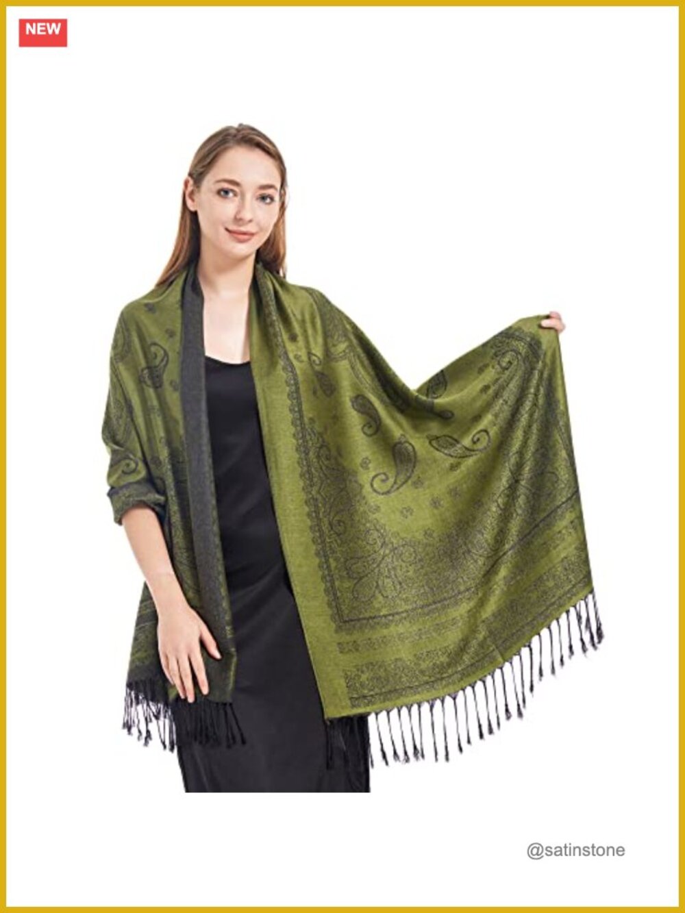 Silky Paisley Pashmina Shawl Wrap Scarf, Women's Soft Reversible Cape